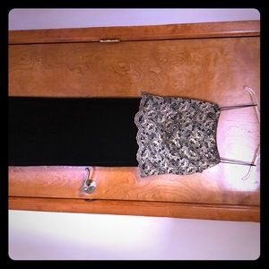 Formal Black Lace and Gold overlay Corset Dress!